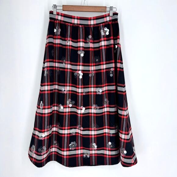 Maeve Embellished Plaid Skirt Size 6 Anthropologie - Picture 3 of 7